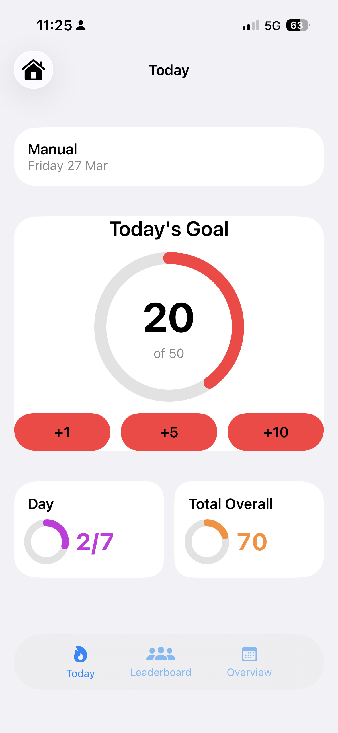 Pushi challenge leaderboard screen
